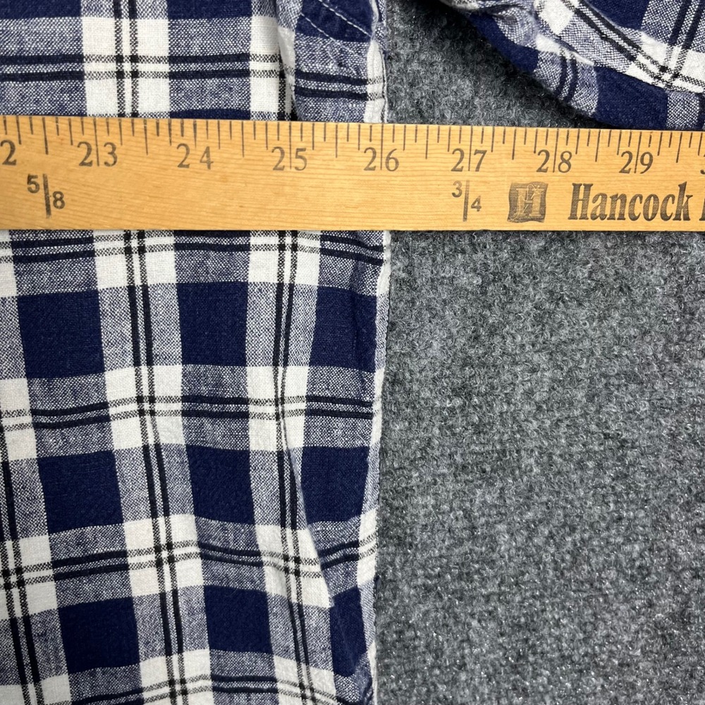 Vintage Creative Edge Button Up Shirt Mens XL Blue White Plaid Linen Cotton - Picture 8 of 8